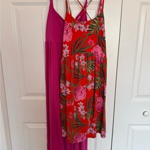 Bundle of 2 Old Navy summer dresses: Pink Maxi and Floral Midi  swing